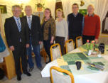 2012 JHV Die neue Vorstandschaft: BGM Fein, Kassier Werner Petzet, 1. Vorsitzende Angelika Papke, Schriftführerin Marianne Flügel, 2. Vorsitzender Fritz Täuber, Ehrenvorsitzender Klaus Fraunholz